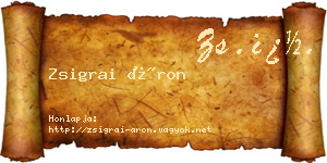 Zsigrai Áron névjegykártya